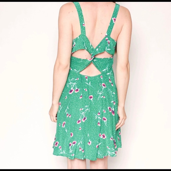 Free People Green Mini Floral Dress - NWT size XS - Picture 2 of 5